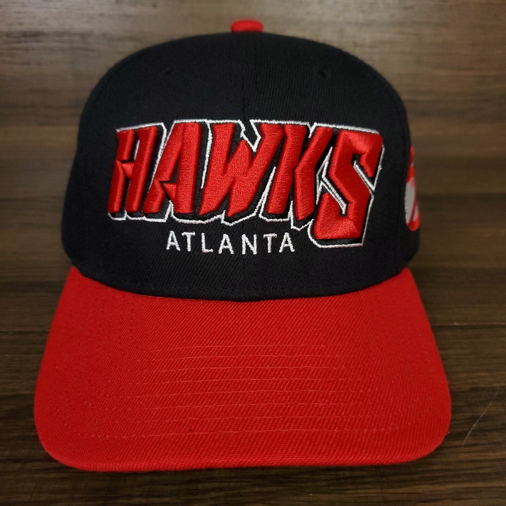 Atlanta Hawks Mitchell & Ness NBA Redline Flex Snapback Hat Cap 3D Word Logo New - Picture 2 of 8